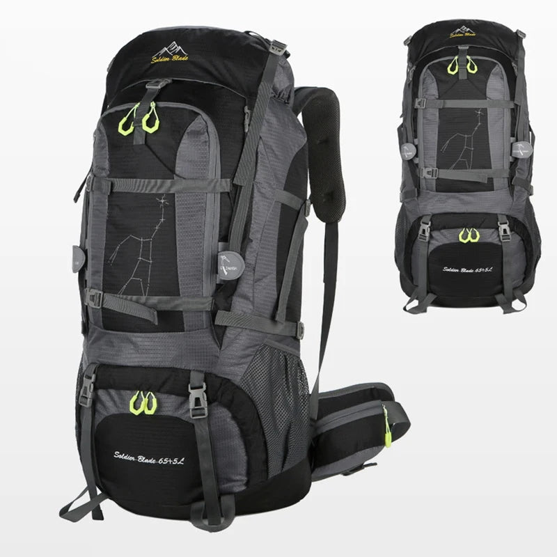 Nylon 75L Camping Backpack Large Capacity Multi-layer Rain Cover Included