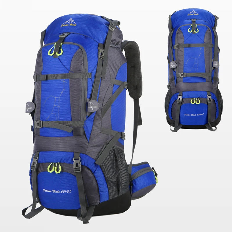 Nylon 75L Camping Backpack Large Capacity Multi-layer Rain Cover Included