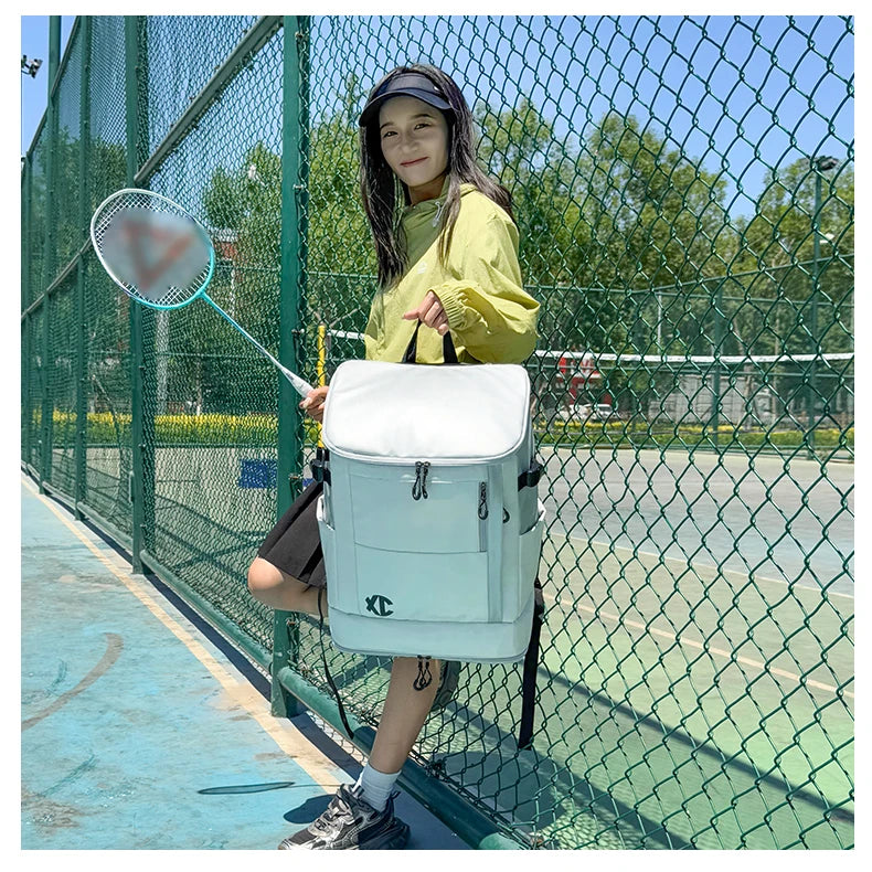 Nylon badminton tennis backpack with shoe pocket and laptop compartment - product image