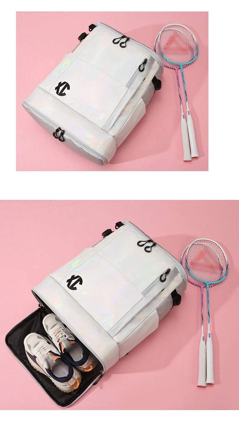 Nylon badminton tennis backpack with shoe pocket and laptop compartment - product image