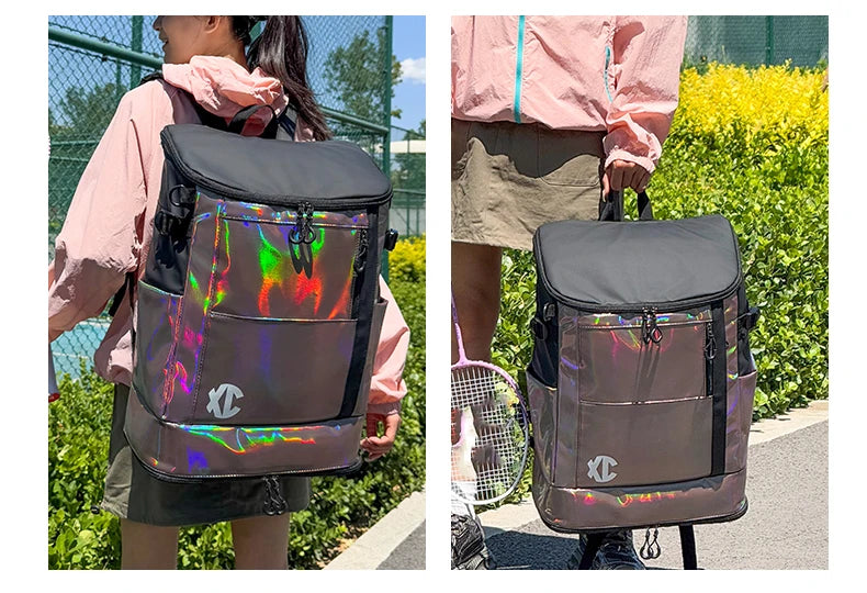 Nylon badminton tennis backpack with shoe pocket and laptop compartment - product image