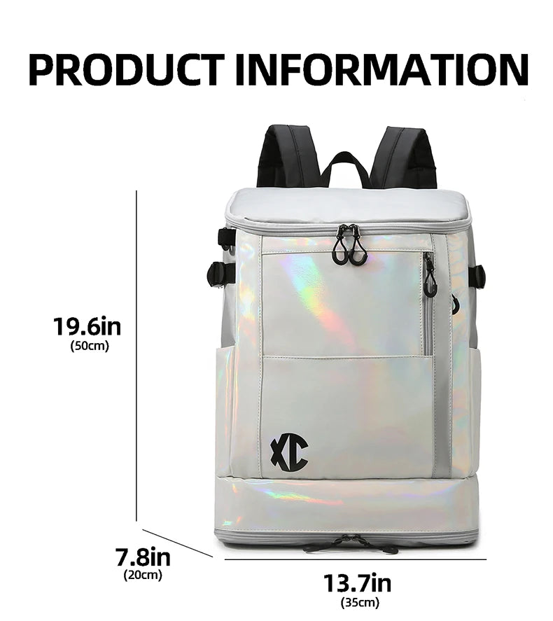 Nylon badminton tennis backpack with shoe pocket and laptop compartment - product image