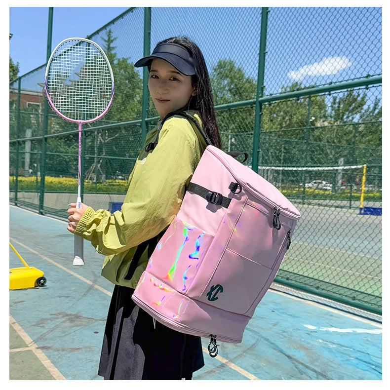 Nylon badminton tennis backpack with shoe pocket and laptop compartment - product image