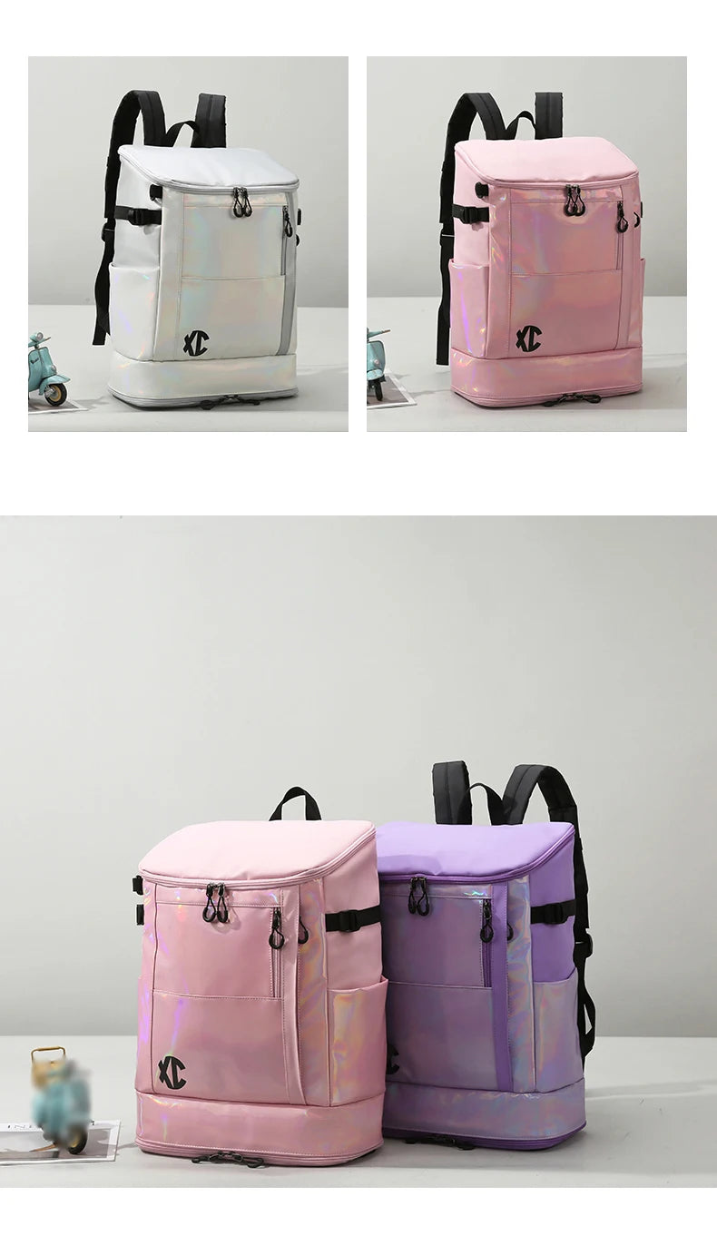 Nylon badminton tennis backpack with shoe pocket and laptop compartment - product image