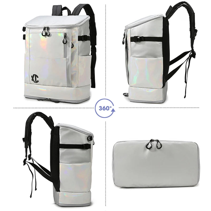 Nylon badminton tennis backpack with shoe pocket and laptop compartment - product image