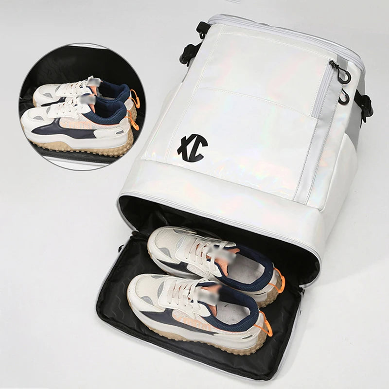 Nylon badminton tennis backpack with shoe pocket and laptop compartment - product image