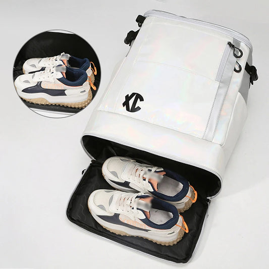 Nylon badminton tennis backpack with shoe pocket and laptop compartment - product image