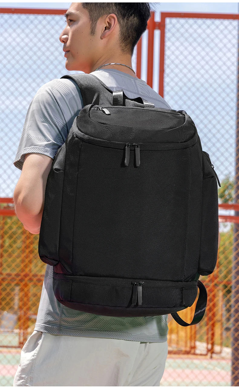 Nylon basketball sports backpack shoes compartment multi-layer storage - product image