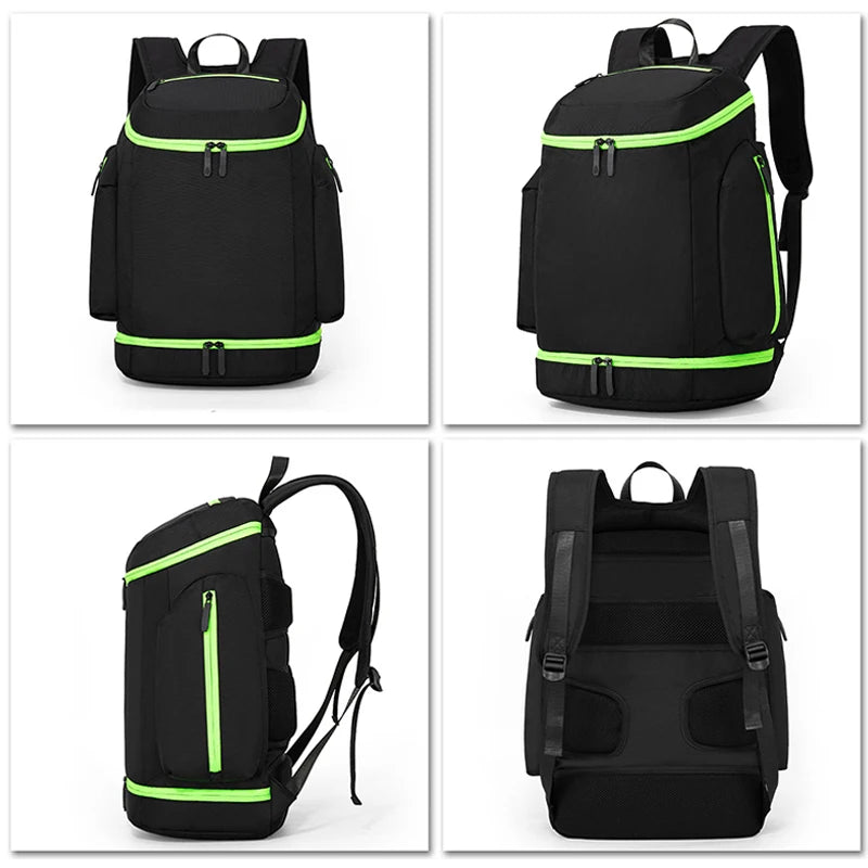 Nylon basketball sports backpack shoes compartment multi-layer storage - product image