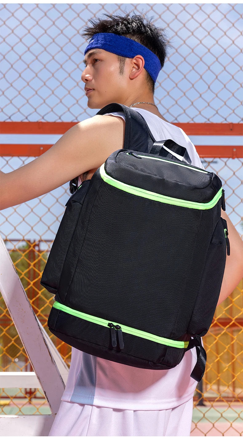 Nylon basketball sports backpack shoes compartment multi-layer storage - product image