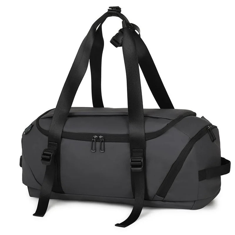 Nylon fitness gym shoulder duffel with independent shoe compartment - product image