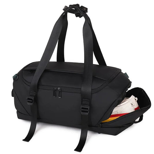 Nylon fitness gym shoulder duffel with independent shoe compartment - product image