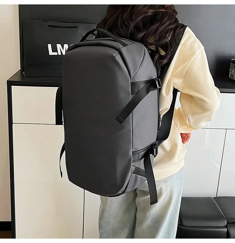 Nylon fitness gym shoulder duffel with independent shoe compartment - product image