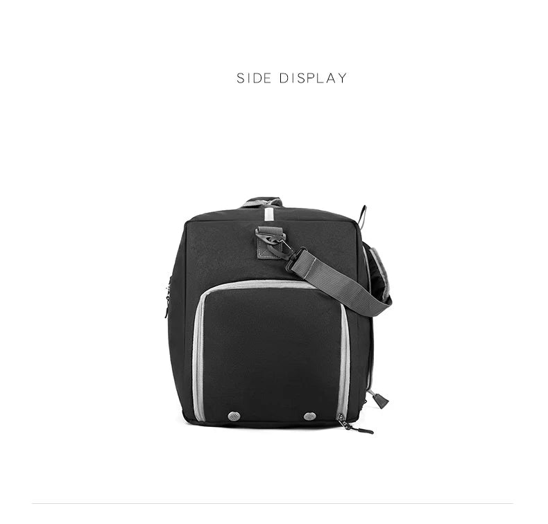 Nylon foldable large capacity gym duffel bag with shoe compartment - product image