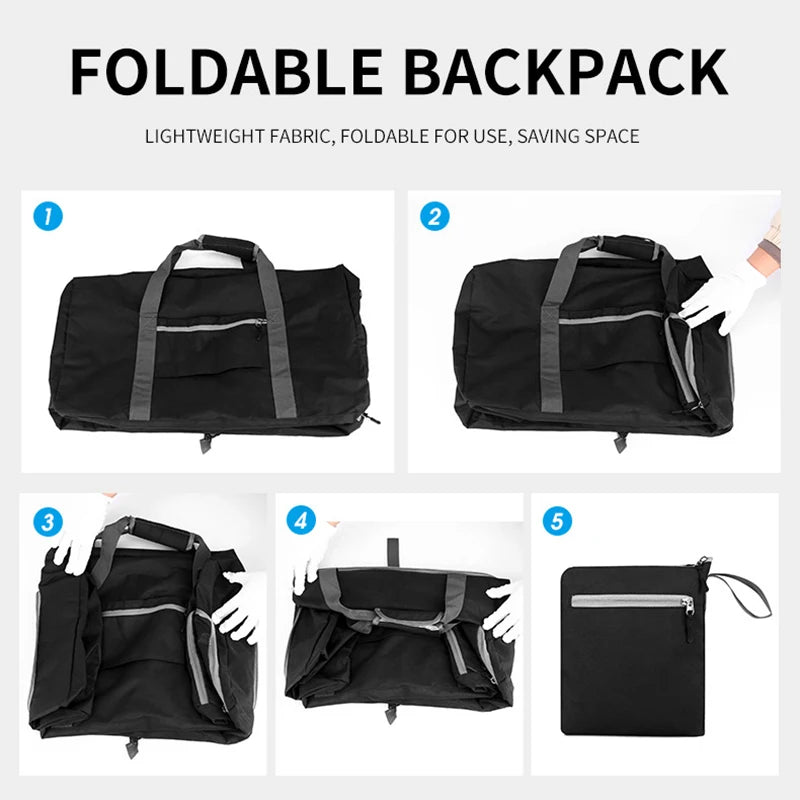 Nylon foldable large capacity gym duffel bag with shoe compartment - product image