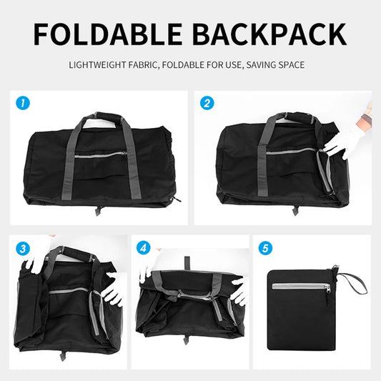 Nylon foldable large capacity gym duffel bag with shoe compartment - product image