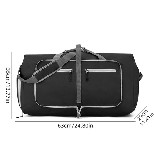 Nylon foldable large capacity gym duffel bag with shoe compartment - product image
