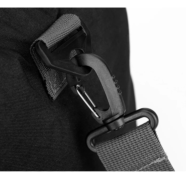 Nylon foldable large capacity gym duffel bag with shoe compartment - product image
