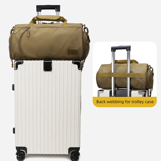 Nylon gym bag with dry wet separation and detachable shoulder strap - product image