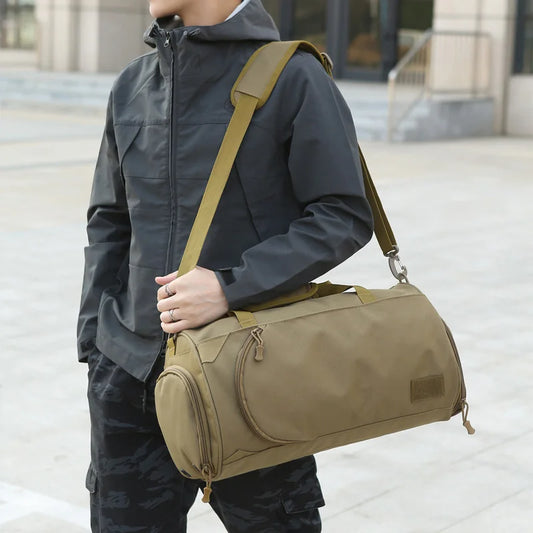 Nylon gym bag with dry wet separation and detachable shoulder strap - product image