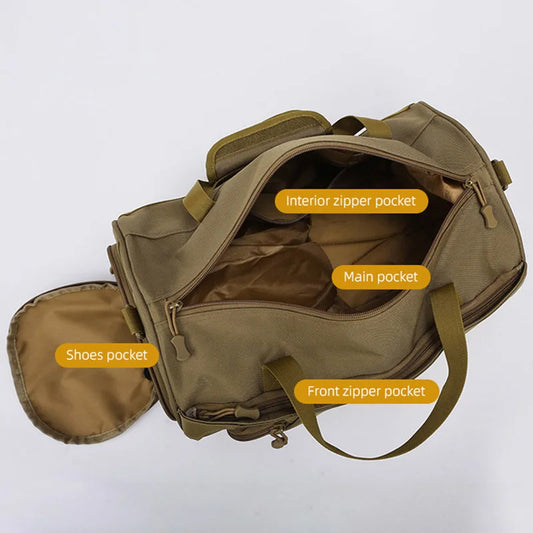 Nylon gym bag with dry wet separation and detachable shoulder strap - product image