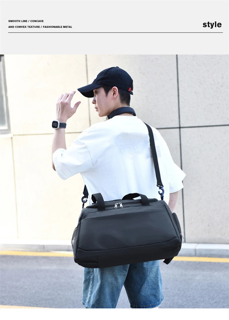 Nylon gym fitness bag with multiple carrying options and trolley compatibility - product image