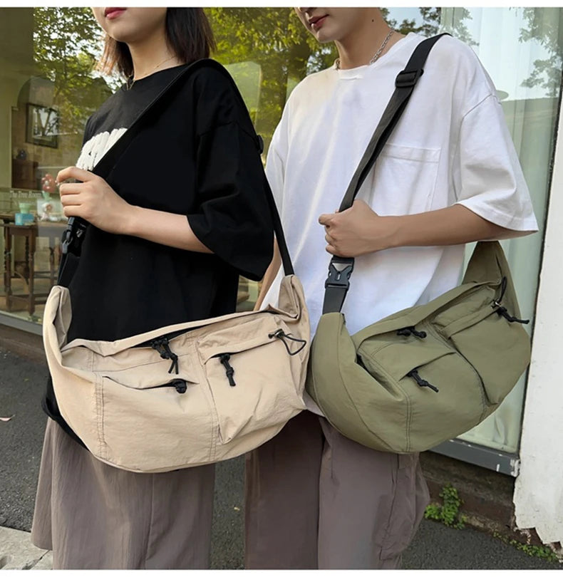 Nylon half moon crossbody tote bag with large capacity - product image