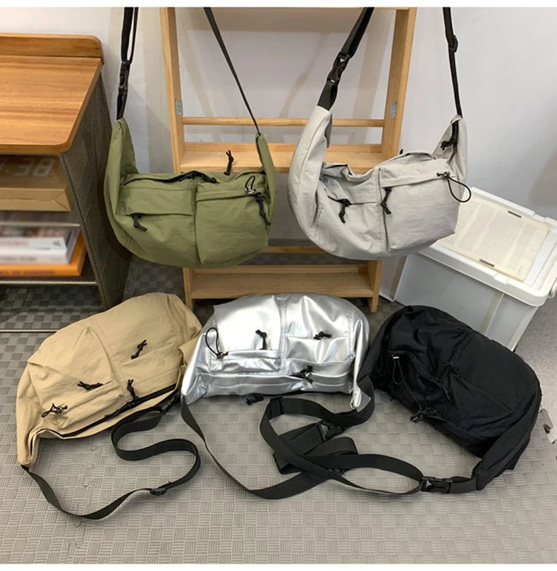 Nylon half moon crossbody tote bag with large capacity - product image