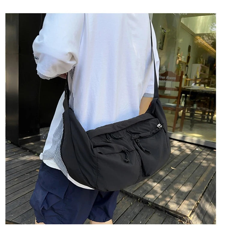 Nylon half moon crossbody tote bag with large capacity - product image