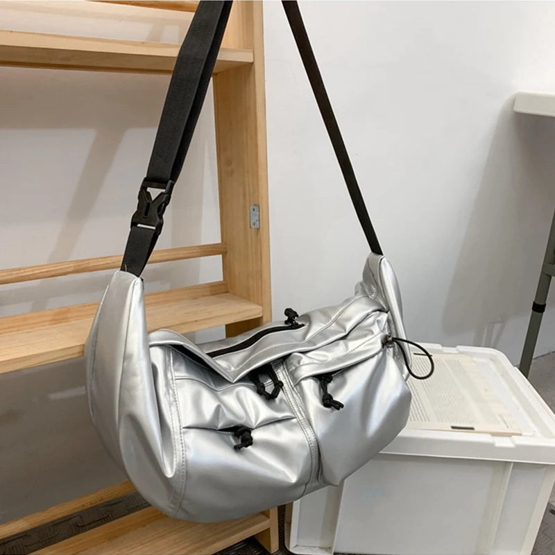 Nylon half moon crossbody tote bag with large capacity - product image