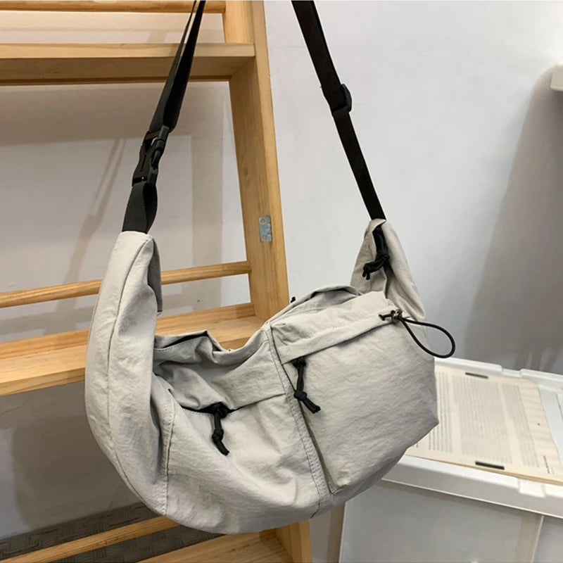 Nylon half moon crossbody tote bag with large capacity - product image