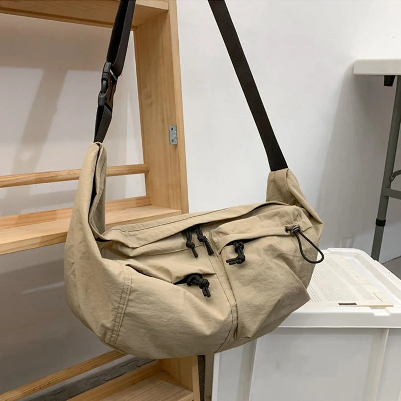 Nylon half moon crossbody tote bag with large capacity - product image