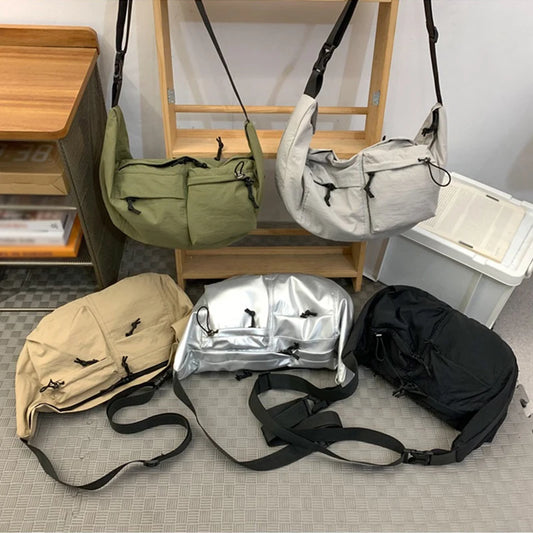 Nylon half moon crossbody tote bag with large capacity - product image