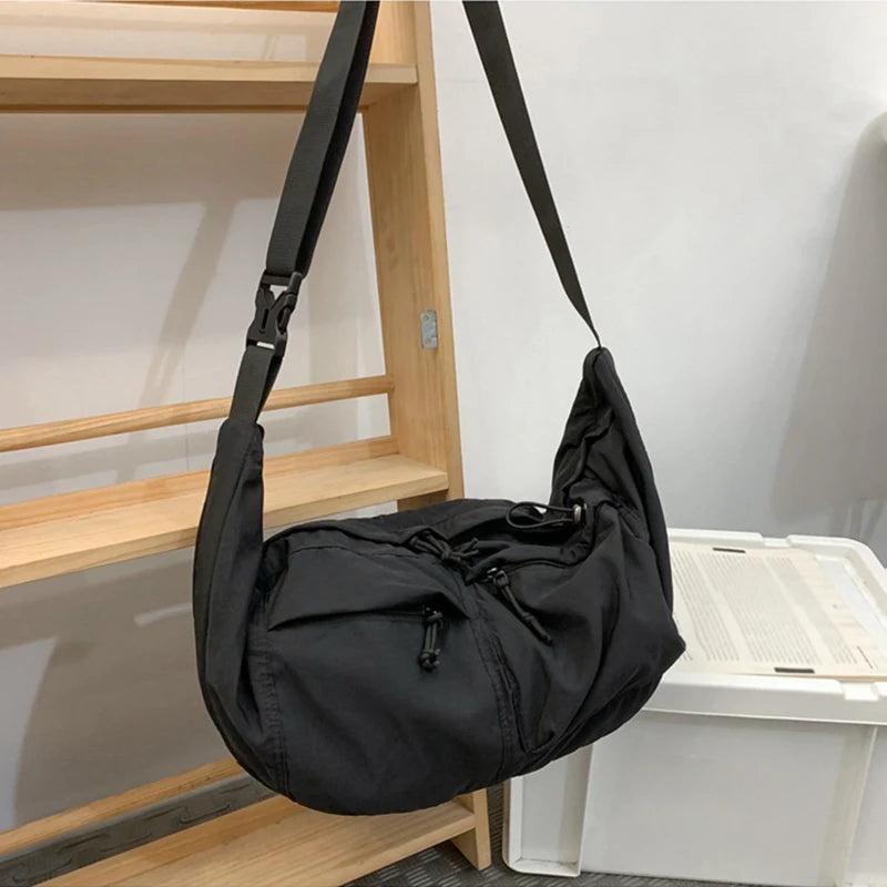 Nylon half moon crossbody tote bag with large capacity - product image