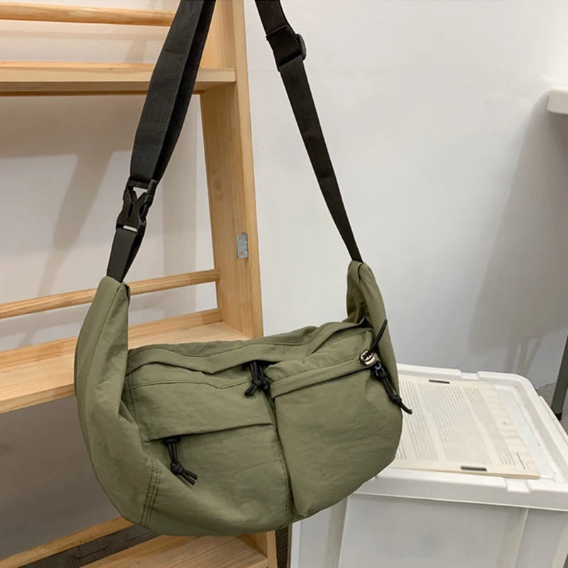 Nylon half moon crossbody tote bag with large capacity - product image