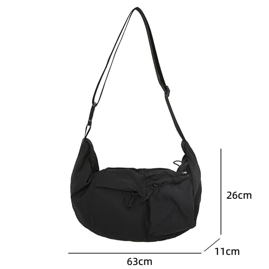 Nylon half moon crossbody tote bag with large capacity - product image