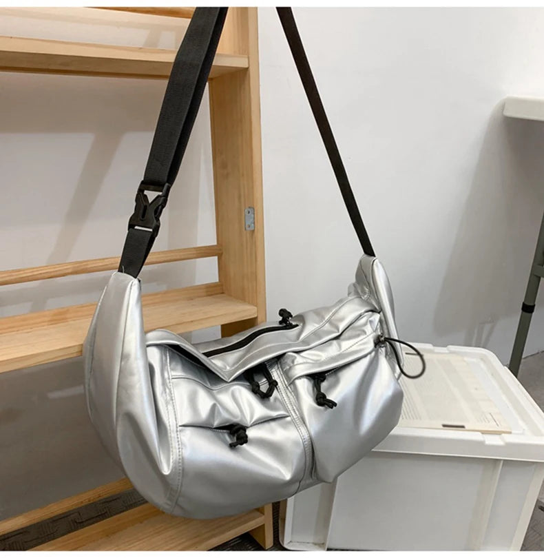 Nylon half moon crossbody tote bag with large capacity - product image