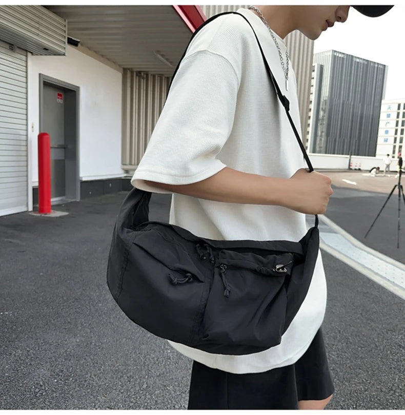 Nylon half moon crossbody tote bag with large capacity - product image
