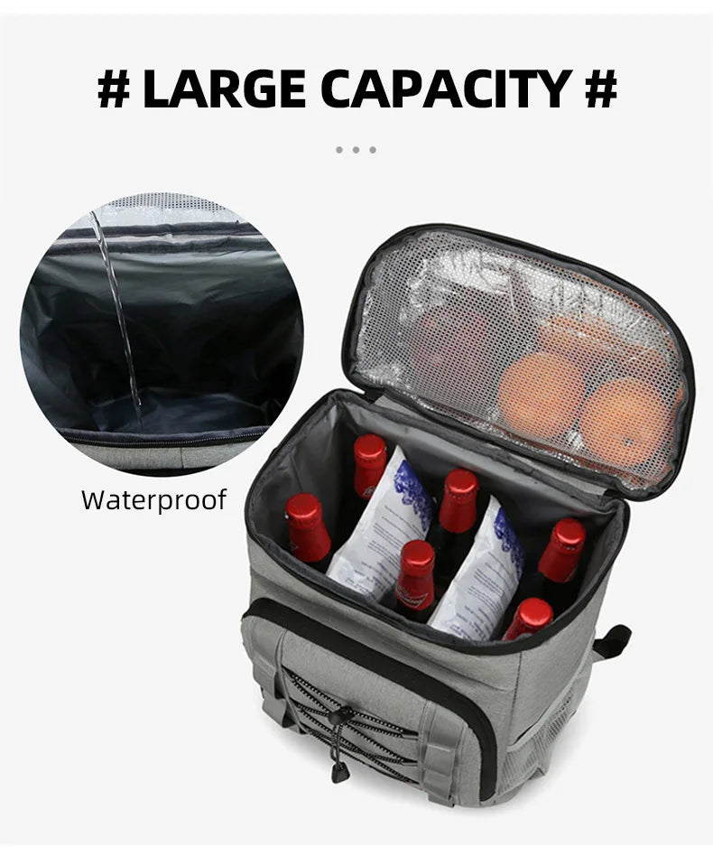 Nylon insulated cooler backpack leakproof multi-pocket aluminum foil liner - product image
