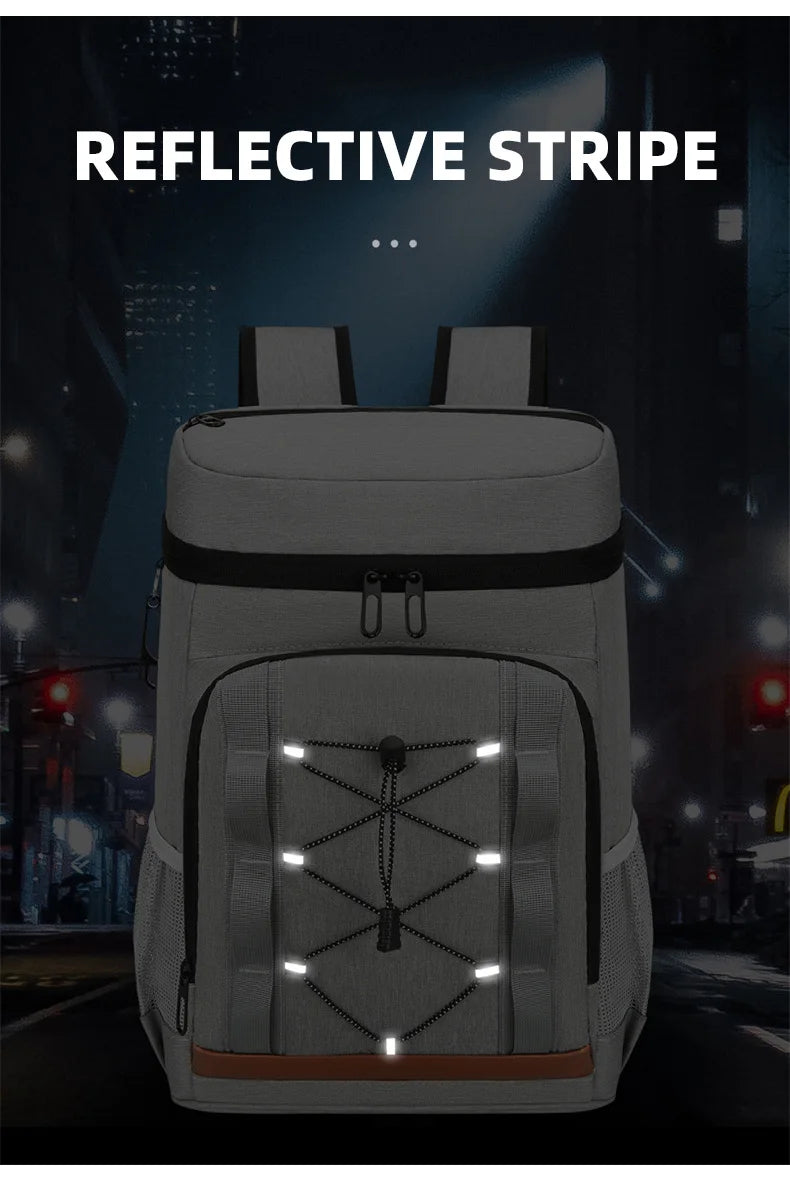 Nylon insulated cooler backpack leakproof multi-pocket aluminum foil liner - product image