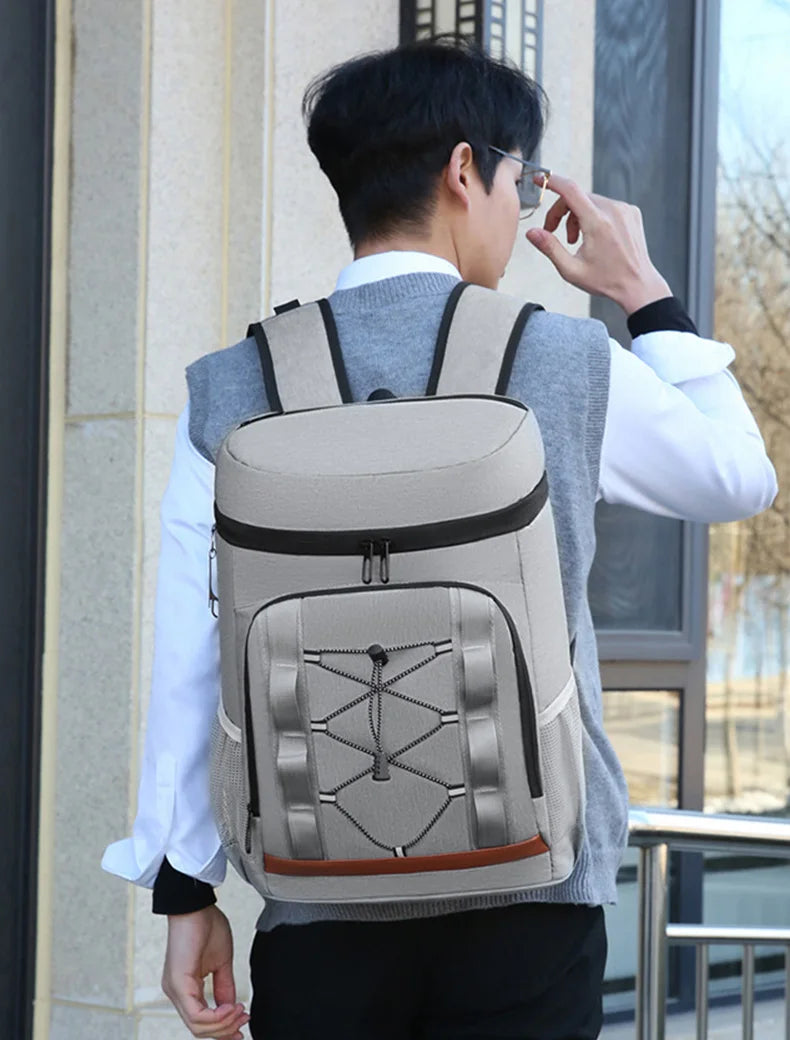 Nylon insulated cooler backpack leakproof multi-pocket aluminum foil liner - product image
