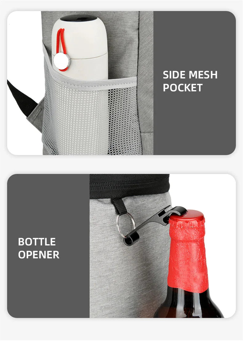 Nylon insulated cooler backpack leakproof multi-pocket aluminum foil liner - product image