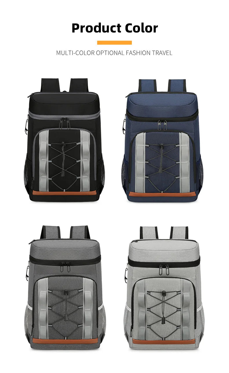 Nylon insulated cooler backpack leakproof multi-pocket aluminum foil liner - product image