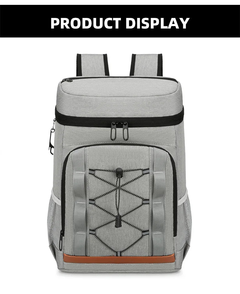 Nylon insulated cooler backpack leakproof multi-pocket aluminum foil liner - product image