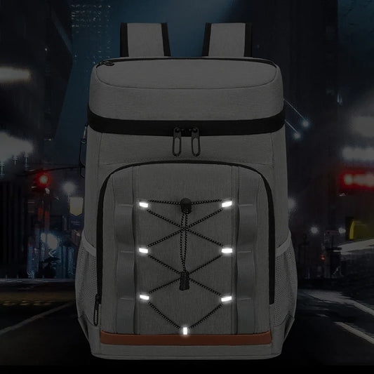 Nylon insulated cooler backpack leakproof multi-pocket aluminum foil liner - product image