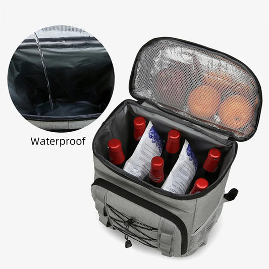 Nylon insulated cooler backpack leakproof multi-pocket aluminum foil liner - product image