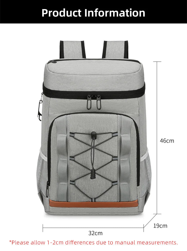 Nylon insulated cooler backpack leakproof multi-pocket aluminum foil liner - product image