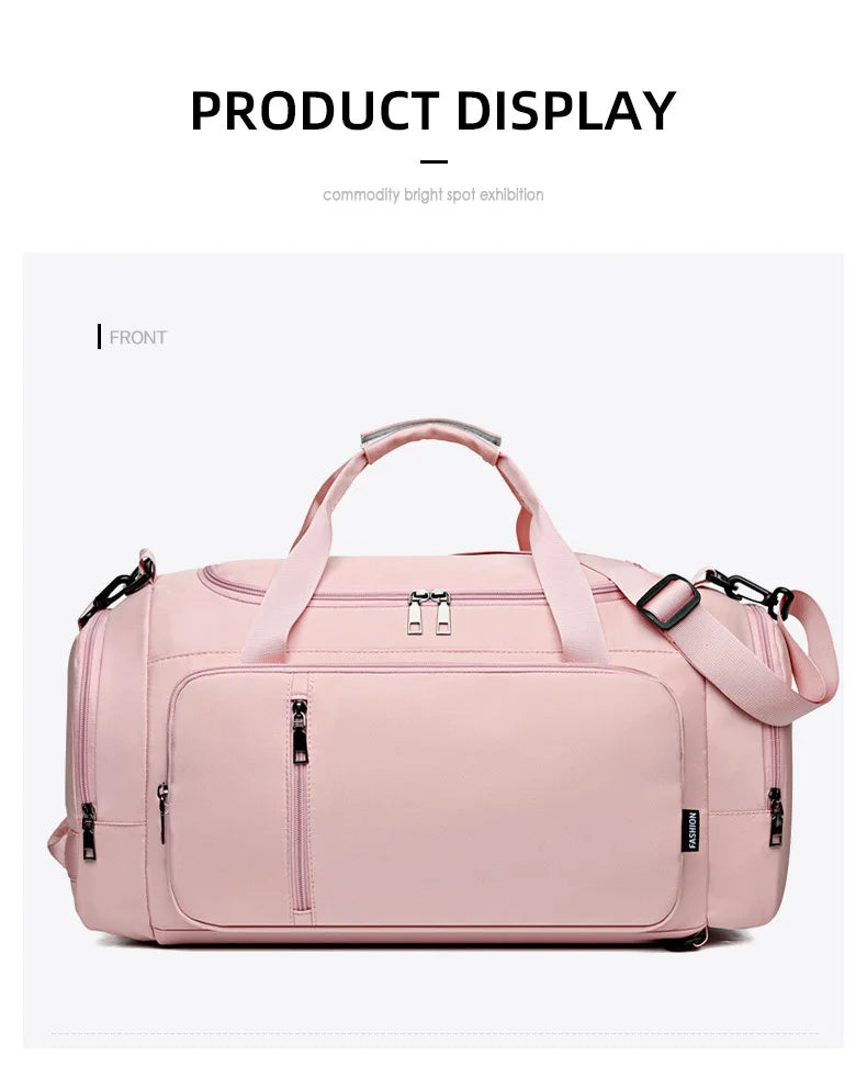 Nylon large capacity fitness bag with dry wet separation and shoe compartment - product image