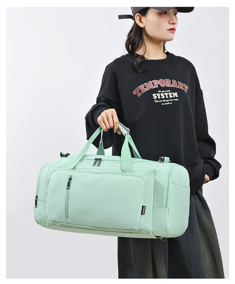 Nylon large capacity fitness bag with dry wet separation and shoe compartment - product image