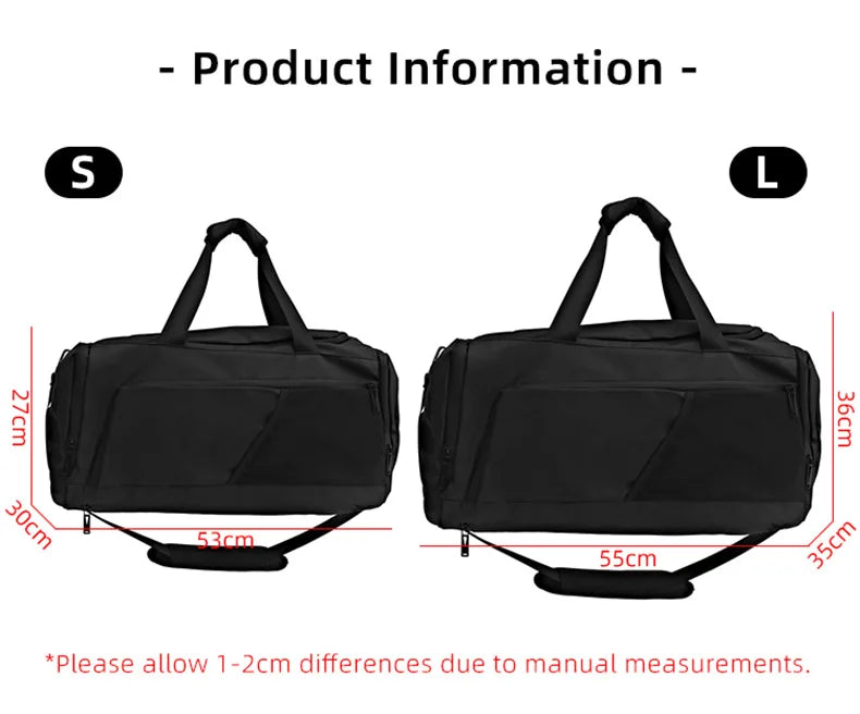 Nylon large capacity fitness bag with dry wet separation and shoes pocket - product image